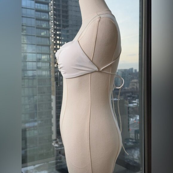 🆕 CHRISTOPHER ESBER 🧿 NWOT Orbit Embellished Ruched Bikini Top, White, Sz US 4 - Picture 6 of 16